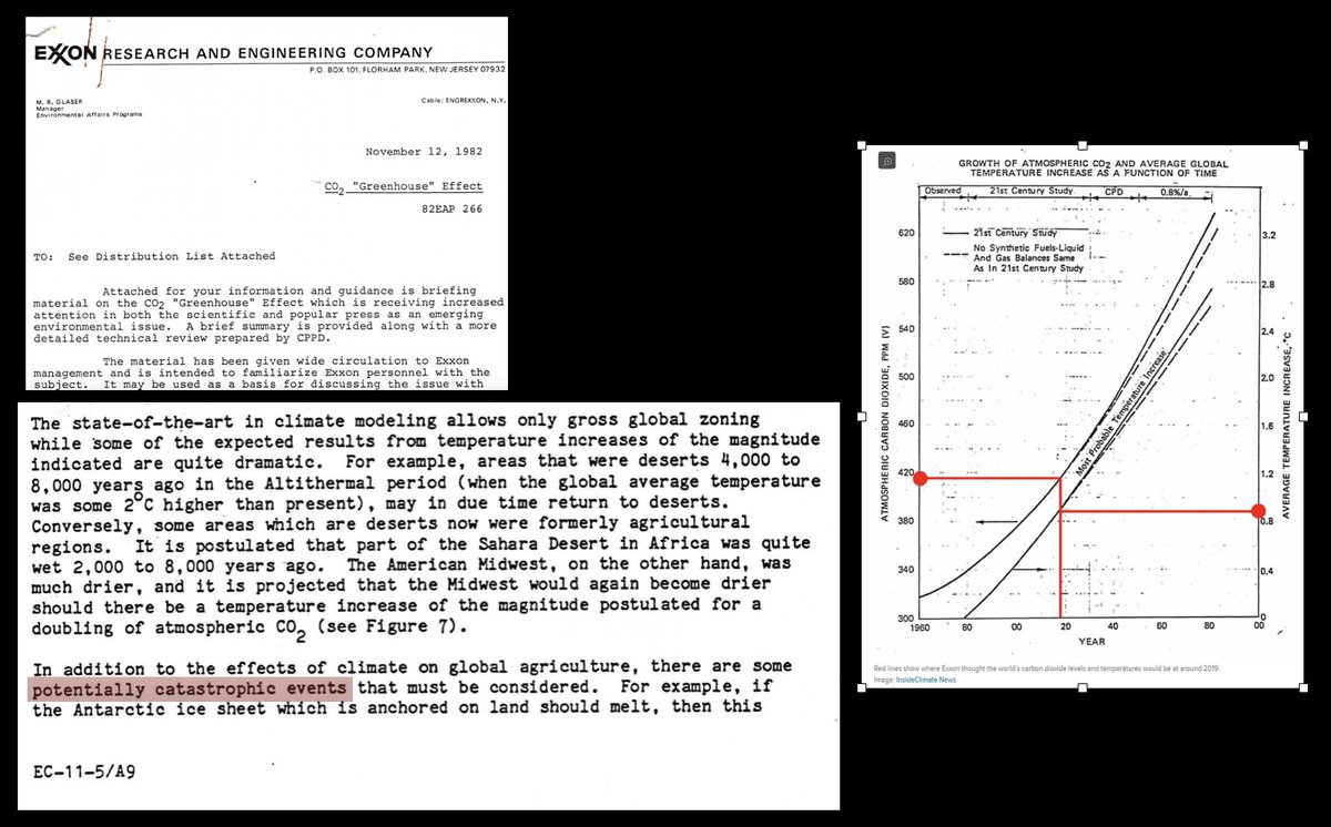 Yes. @ExxonMobil's own scientists DID predict how much the planet would warm given continued fossil fuel burning. And they DID warn us about the "potentially catastrophic events" that would result from that warming in their 1982 internal memo.
#NewClimateWar
#CaliforniaFires