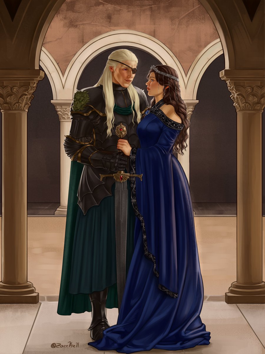 Zacckiell's tweet image. Aemond and Lyara Stark (OC)
commission for @funkygobbo thank you so much &lt;33
#Commission #AemondTargaryen #ASOIAF #HouseOfTheDragon