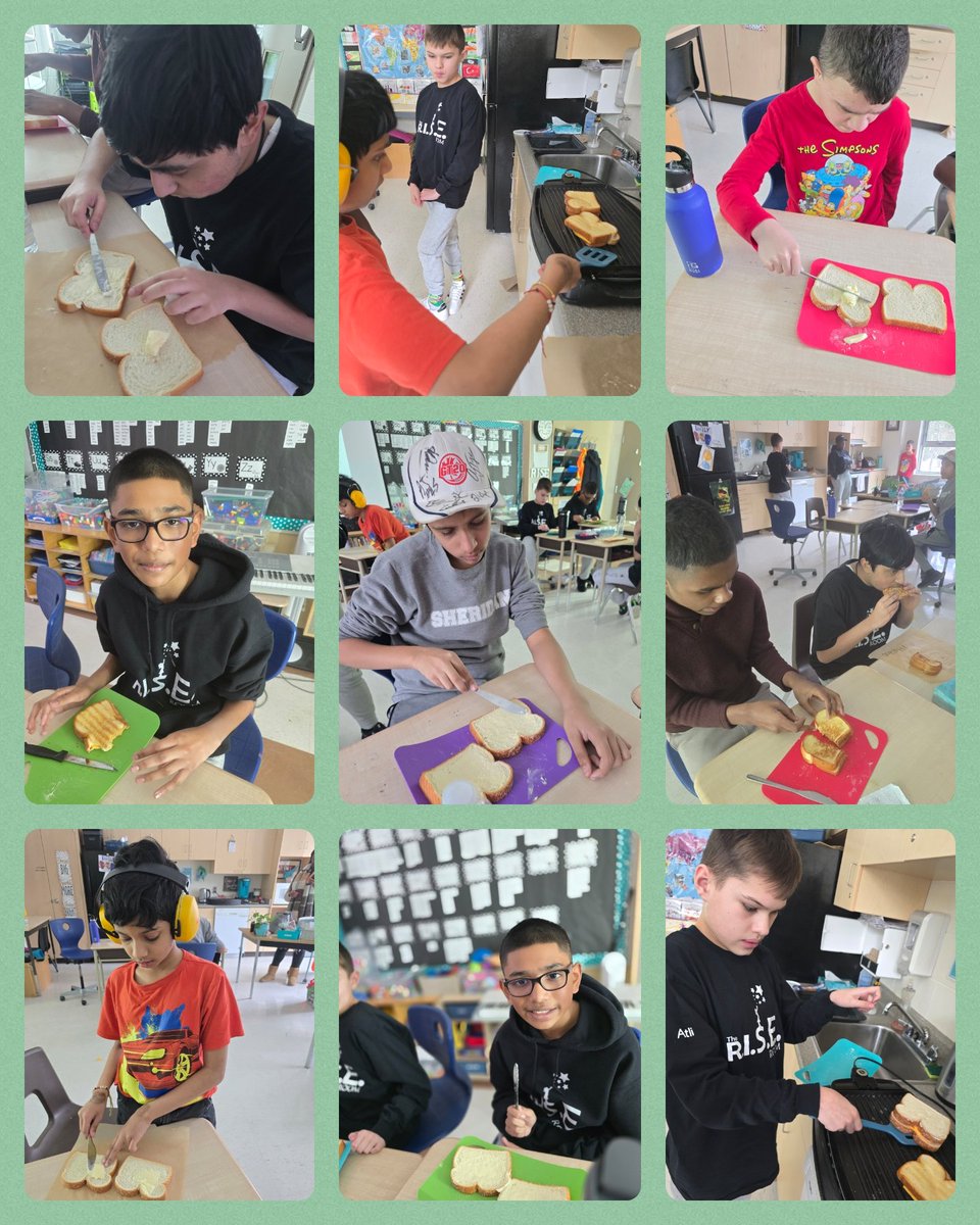 We made some delicious grilled cheese sandwiches last Friday!  Ss were learning many skills during this activity and were very proud!  Spreading the butter evenly and flipping it in the pan were tasks we will keep practicing!🥪 #cooking #lifeskills <a href="/JamesGrievePS/">James Grieve PS</a> <a href="/PeelSchools/">Peel District School Board</a>