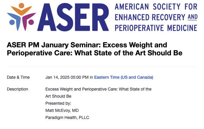 Memorial Sloan Kettering Anesthesia (@msk_anesthesia) on Twitter photo Check out the ASER webinar tomorrow at 5-6pm EST on "Excess Weight and Perioperative Care: What State of the Art Should be" with Dr. Matt McEvoy and moderated by <a href="/AnoushkaAfonso/">Anoushka Afonso, MD, FASA</a>
aserhq.org/web/education-… Check out the ASER webinar tomorrow at 5-6pm EST on "Excess Weight and Perioperative Care: What State of the Art Should be" with Dr. Matt McEvoy and moderated by <a href="/AnoushkaAfonso/">Anoushka Afonso, MD, FASA</a>
aserhq.org/web/education-…