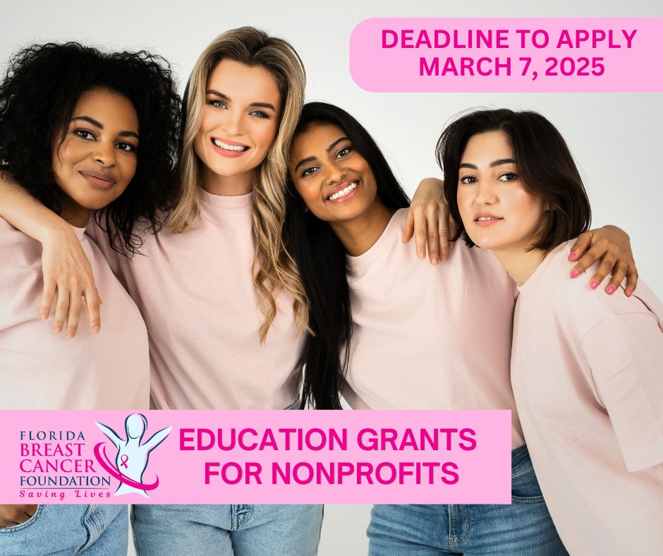Florida Breast Cancer Foundation announces funding is now available to #Florida nonprofits for #breastcancer education #grants. Deadline to apply 3.7.25. See how your nonprofit can apply: bit.ly/FBCF-ED-RFA-20…
