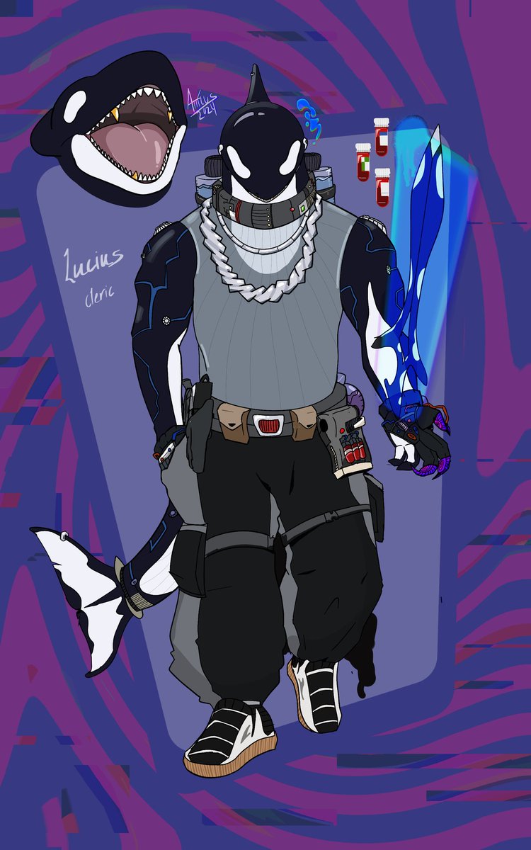 AtticusArt's tweet photo. I've been away on the butterfly app, here's some art you may have missed! Most are based around the DND campaign im in and my Orca Cleric, Lucius https://t.co/cLhZvZZBC2