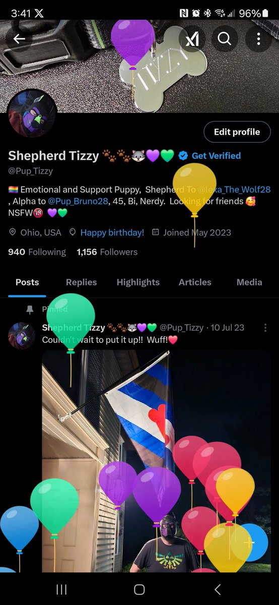 Pup_Tizzy's tweet image. Oh noes, this puppy just made it around the big ball of fire again.  💜💚🥰