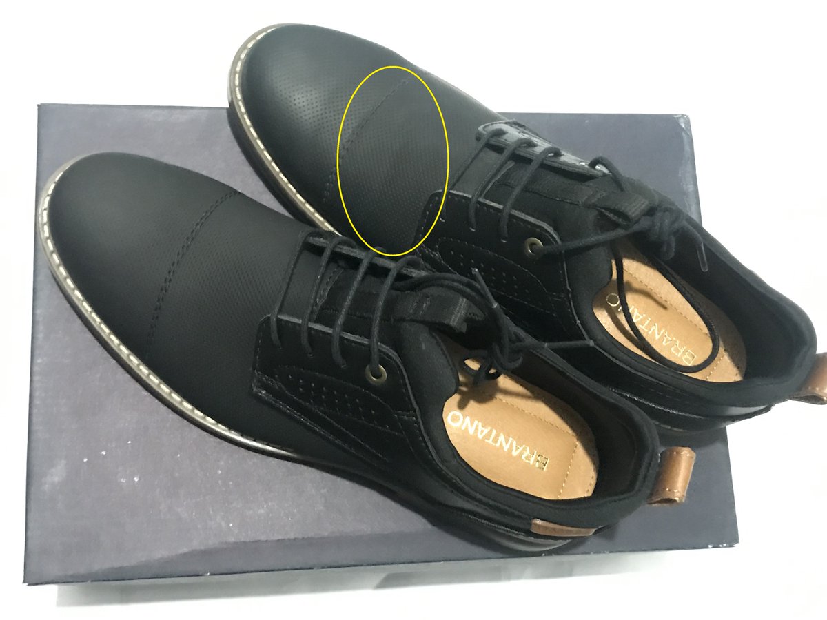 jorgekravitz's tweet photo. Estoy MOLESTO 😡 por la bajísima #calidad de zapatos que entrega @BrantanoMx. 
Adjunto evidencia (FOTOS) visible de marcas de uso en un par de zapatos que se supone son nuevos. 
Hoy los recibí después de haberlos comprado en línea en Dic 2024.
Cc @AtencionProfeco https://t.co/v0DXxsdrz0