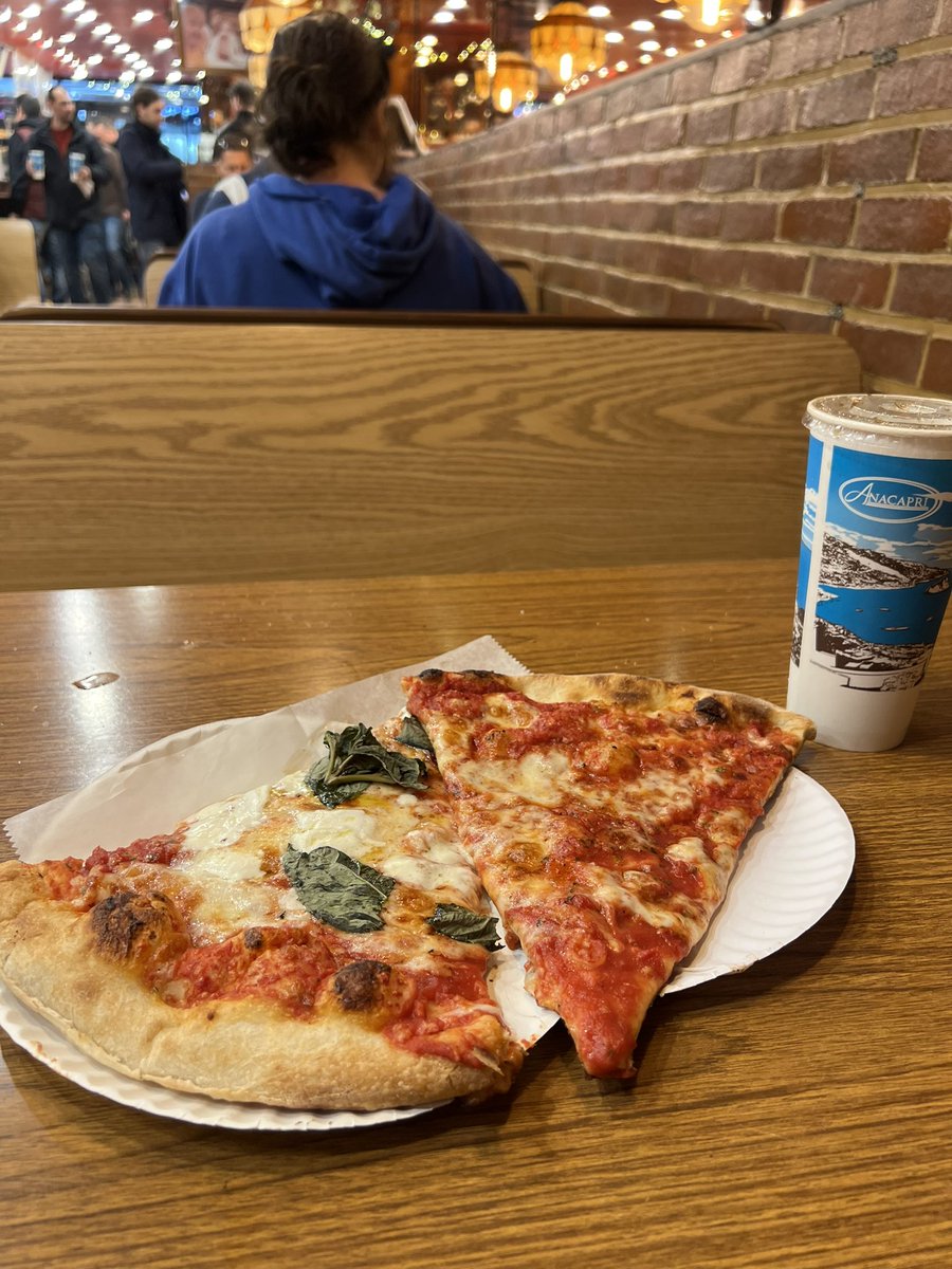 The downside of mechanical issues causing me to miss my connecting train by 45 seconds? A couple of slices from NY Pizza Suprema. Some days, you just can’t lose.