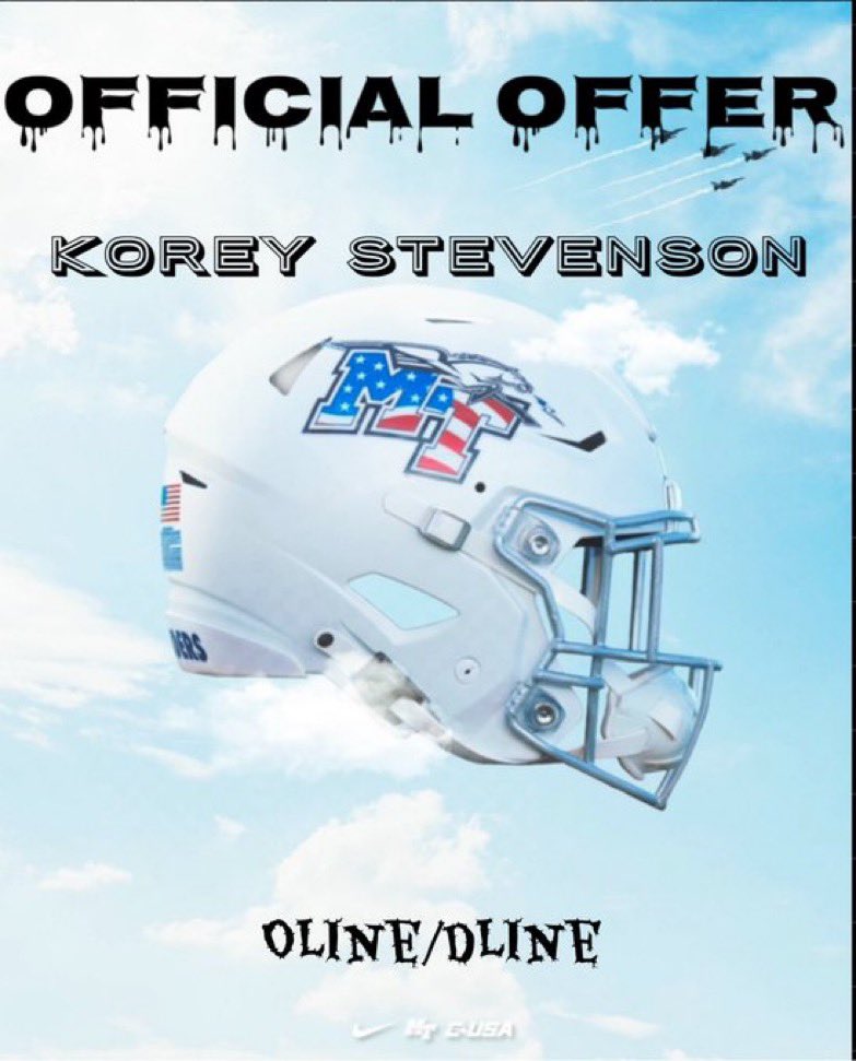 Korey Stevenson (@koreystevenson_) on Twitter photo After a great conversation with coach <a href="/BenzelCoac57188/">Coach Scott Benzel</a> I’m blessed to receive my first d1 offer 🔥from middel Tennessee <a href="/CoachKen17/">Coach Johnson</a> <a href="/SFACoachMartin/">Coach Martin</a> <a href="/CoachRoyal63/">CoachRoyal</a> After a great conversation with coach <a href="/BenzelCoac57188/">Coach Scott Benzel</a> I’m blessed to receive my first d1 offer 🔥from middel Tennessee <a href="/CoachKen17/">Coach Johnson</a> <a href="/SFACoachMartin/">Coach Martin</a> <a href="/CoachRoyal63/">CoachRoyal</a>