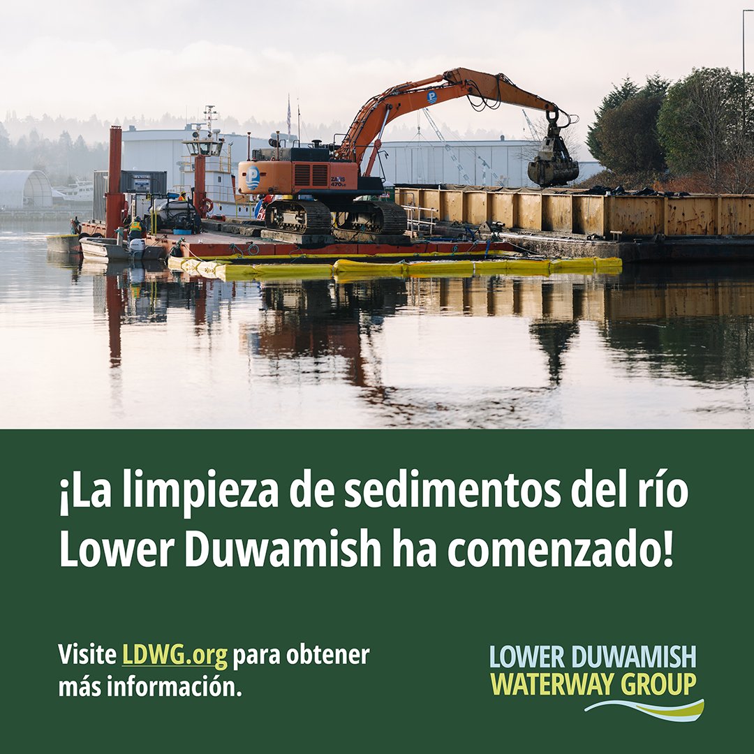 La limpieza del sedimento contaminado en el lecho del rio Duwamish sigue. Conozca mas acerca de la contaminación del Duwamish y los esfuerzos para restaurar lo. Siga este enlace: ldwg.org