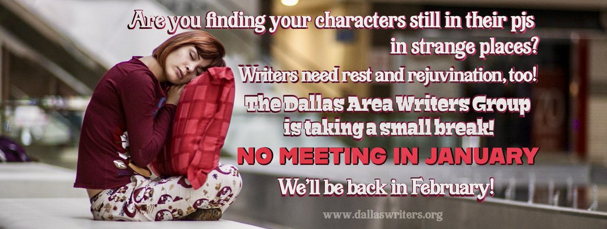 DAWGCedarHill's tweet photo. Still navigating out of the holidays? Need time to reflect, reposition, &amp; reboost?

❤️ the writer in you &amp; get some rest.

The Dallas Area Writers Group will not be meeting during the month of January due to an extreme need to resharpen our pencils.

Events coming in Feburary!💕 https://t.co/GMZ11E31gQ