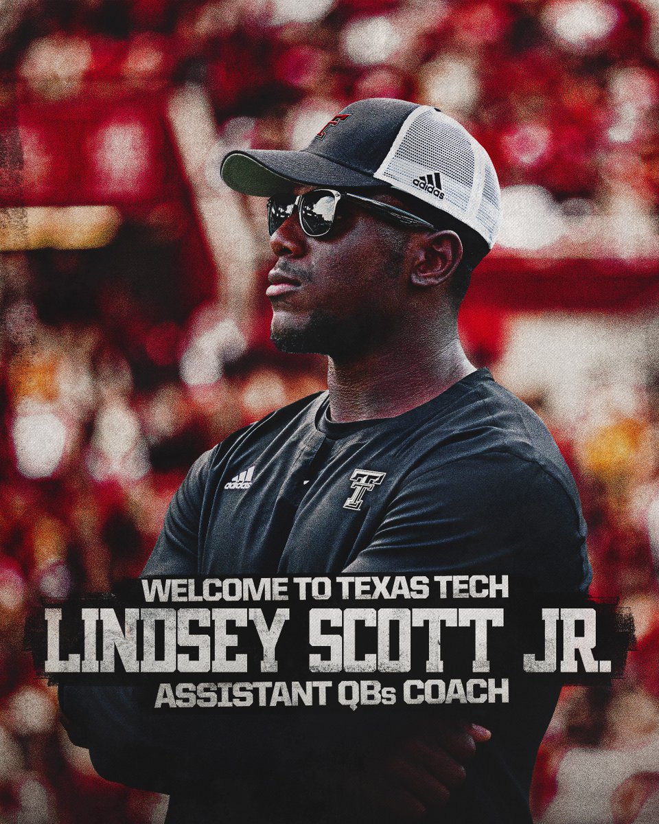 TexasTechFB's tweet image. Join us in welcoming Lindsey Scott Jr. as our new assistant quarterbacks coach!

📰 wreckem.co/LindseyScott | #WreckEm