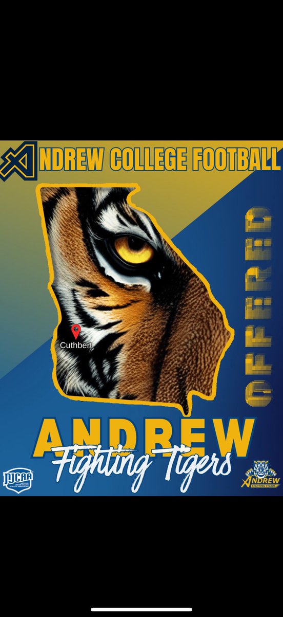 Cchalk_11's tweet photo. Blessed to receive my first offer from Andrew college @coach_jrob31 @coachdhudson @_CoachBWilliams @RecruitGeorgia @Coachscorner3 @CoachPick6_  #feartheroar #AGTG https://t.co/xrp3ct7enx