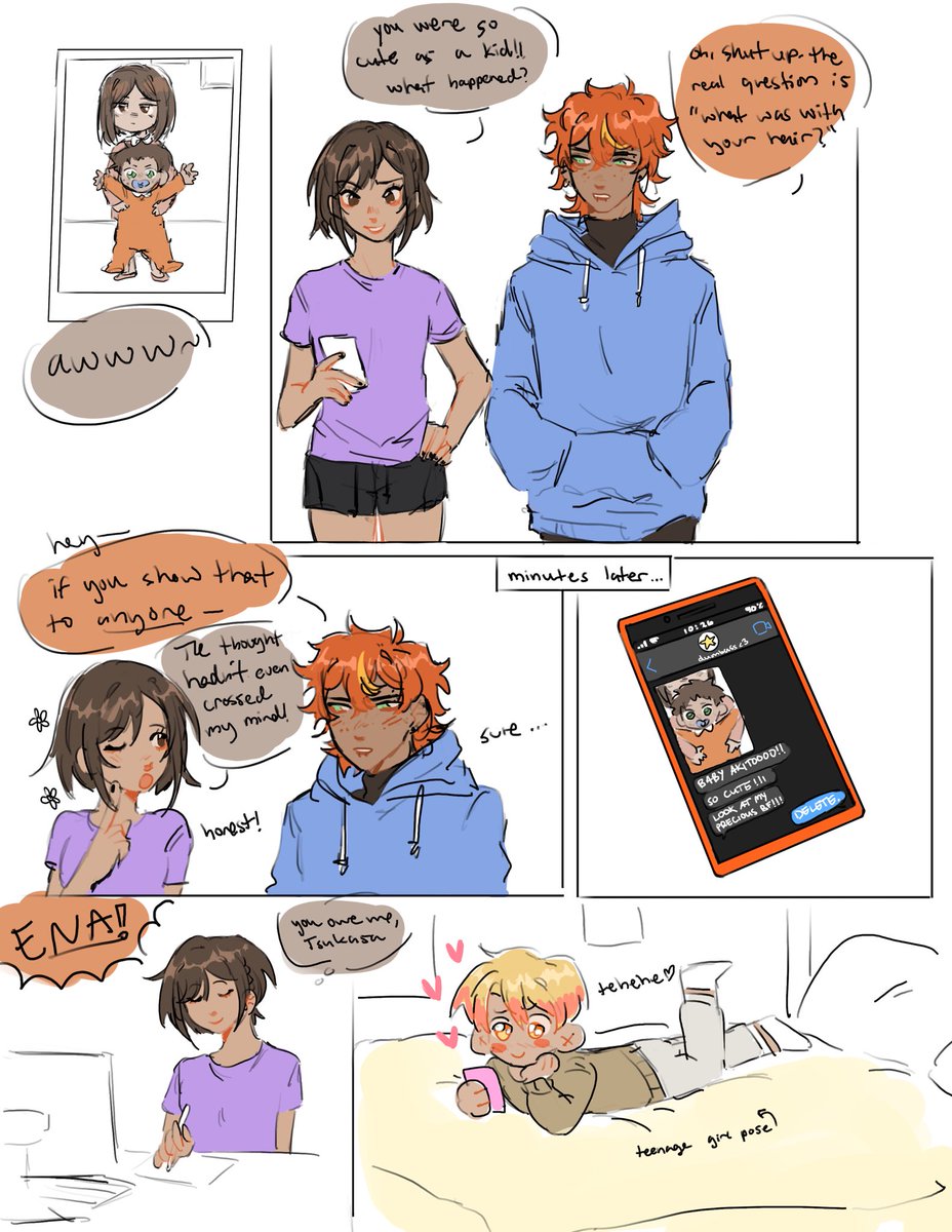 silly comic while i work on another. low effort but eh #pjsk #shinonomeena #shinonomeakito #akikasa #tenmatsukasa #projectsekai