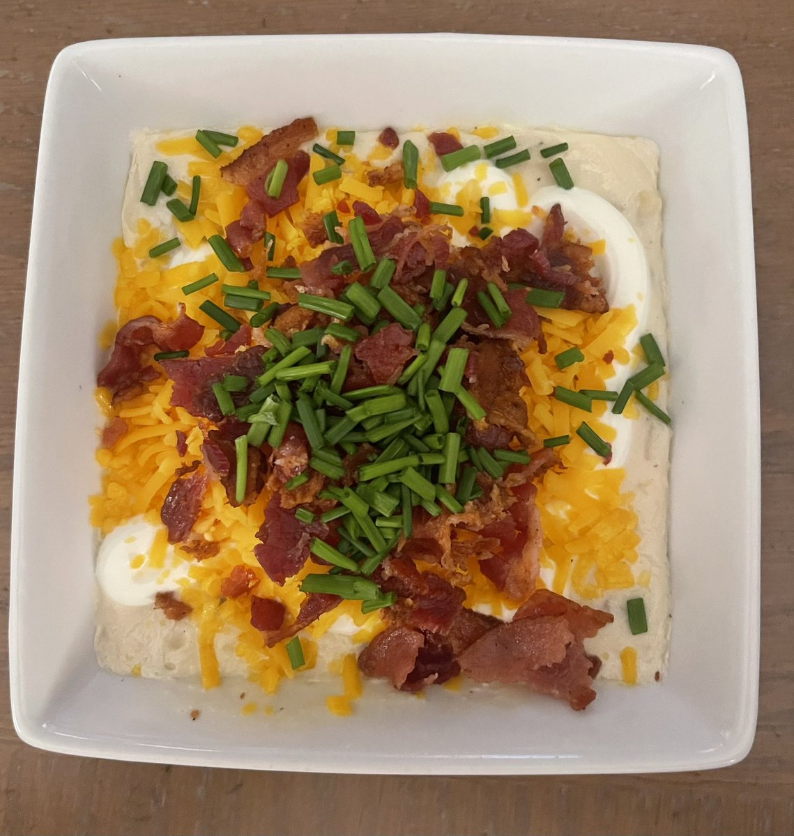 EstherHaynie's tweet photo. Loaded potato soup for a cold evening. 😋 https://t.co/f1pyKXbgGY