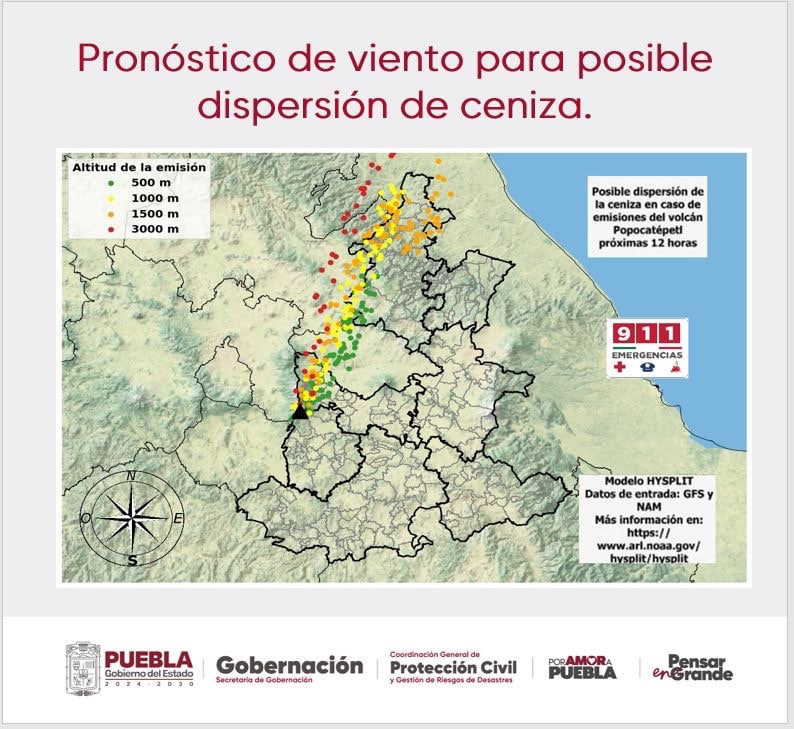 UniversalPuebla's tweet photo. ⚠️🌋 Ante una reciente serie de #exhalaciones por parte del #volcán #Popocatépetl, @PC_Estatal informa sobre la dispersión de #ceniza sobre la región norte del estado. https://t.co/BvT34gQZ3u