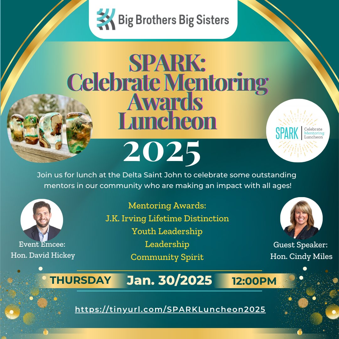 Join Big Brothers Big Sisters on January 30, 2025, for our annual SPARK: Celebrate Mentoring Awards Luncheon to celebrate community mentors. 

A "Little" Act of attending makes a "Big" impact in the lives of young people!  

tinyurl.com/SPARKLuncheon2…

#SPARK2025 #CelebrateMentoring