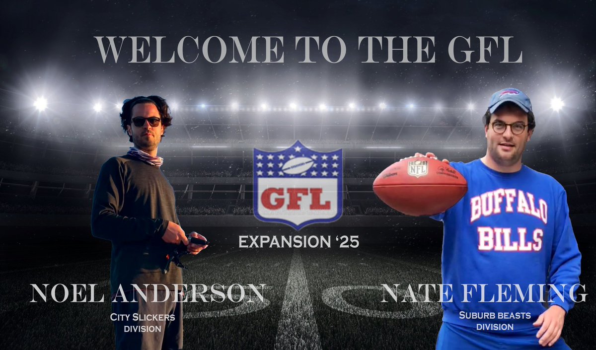 🚨 Welcome to the GFL, <a href="/noelandersen/">murray</a> &amp; <a href="/charlesimperio/">football guy</a> ! The GFL is now a 12 team league for the first time in history after a near-unanimous approval of the two new league members. #ExpandOrDie #FreshBlood
