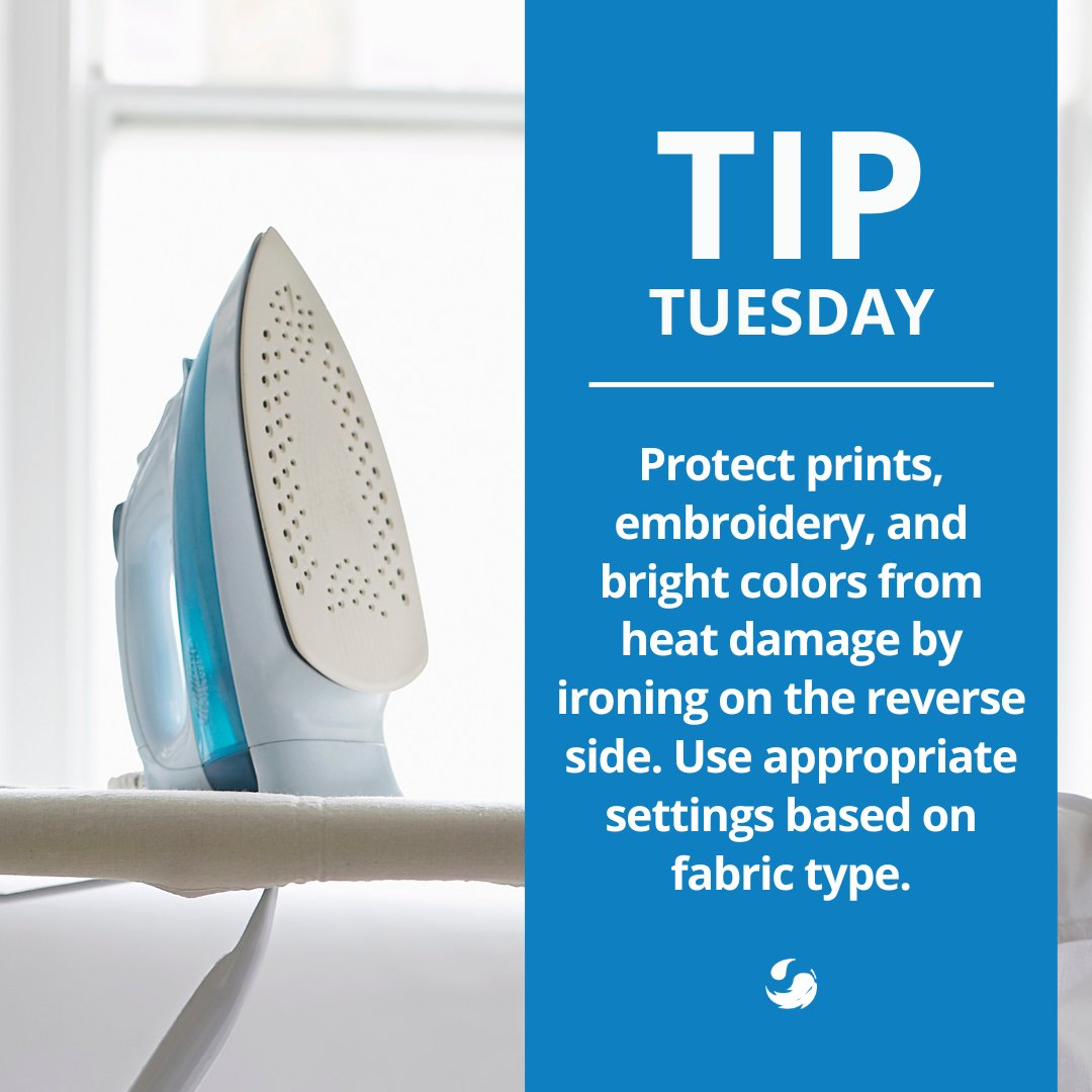 BancroftsMelbAU's tweet photo. Always iron prints, embroidery, and bright colors on the reverse side to prevent heat damage. Adjust the settings to match your fabric type for a flawless finish.👔

https://t.co/DxPcFW2SIY #ClothingCare #TipTuesday #GarmentCare #IroningTips https://t.co/S7zgVAC0fm