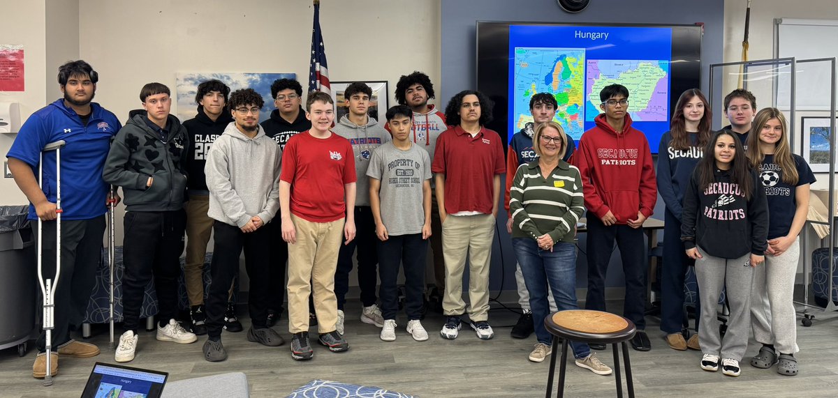 Students in Ms. Urbanovich's  classes were honored to be part of a true living history moment today. Guest speaker, Liz Calabrese, mom of <a href="/ChristinaWiswe1/">Christina Wiswesser</a>, recounted her escape from communist Hungary in 1956. #LivingHistory <a href="/SecaucusPSD/">Secaucus School District</a>