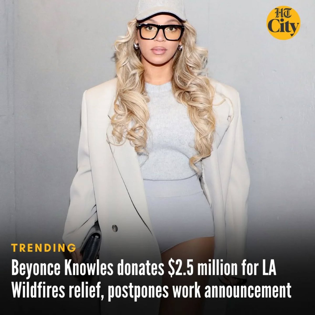 htcity's tweet image. #LAwildfires: Beyonce Knowles as announced a donation of $2.5 million to the families through her organisation the #BeyGood. While she announced that she won't be making the work related announcement that was scheduled for today.
@Beyonce 

#Beyonceknowles #Hollywood #music