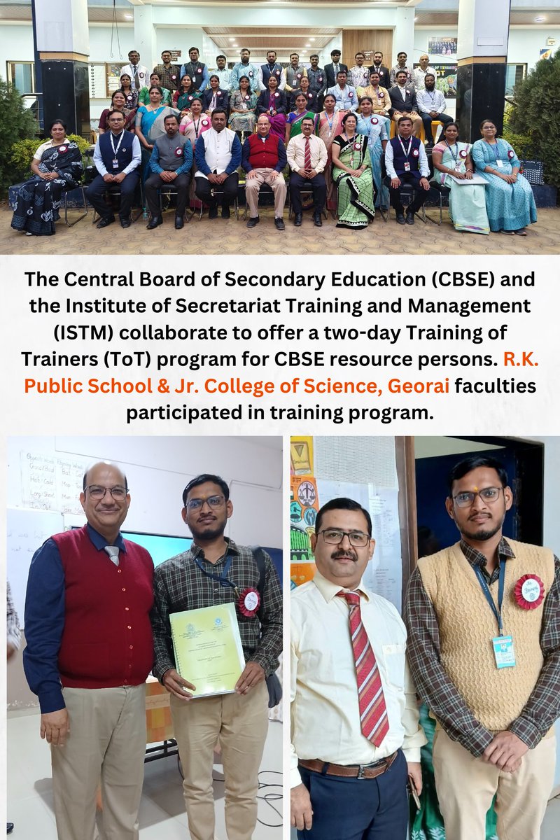 rkpsgeorai's tweet photo. the Central Board of Secondary Education (CBSE), in collaboration with the Institute of Secretariat Training and Management (ISTM), organised a two-day Training of Trainers certification programme.
Special Thanks to Team #CBSE &amp; team #ISTM . https://t.co/F4UsM7BFie