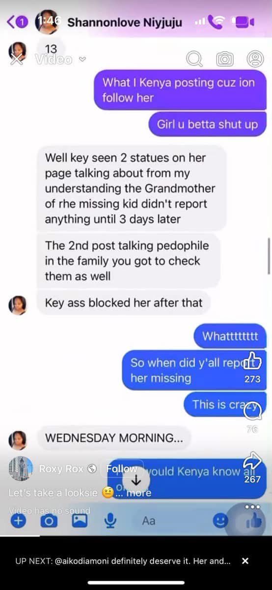 thereaallshayy's tweet photo. Alleged text messages from Naziyah's aunt (Shannonlove, aka the woman who was with Jarvis) and her cousin (Rozy Rox). Nobody can convince me this lady is innocent; look at how she was talking about her niece and trying to spin the story! Lock her up too! 🤬 https://t.co/AlBNWlvhiU