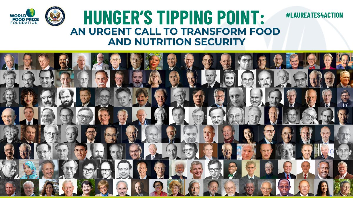 WorldFoodPrize's tweet photo. 🚨153 Laureates warn: 🌍 Hunger Tipping Point Ahead!

👩‍🔬 Science &amp; innovation are critical to feed 9.7B by 2050. It’s time for a moonshot to tackle food insecurity.

Learn more: https://t.co/LygGcoMqKf
#Laureates4Action #MoonshotForHunger https://t.co/WiqxHpe3hy