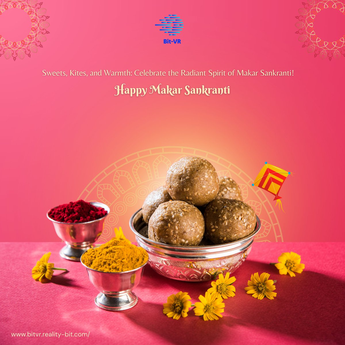 thebitvr's tweet photo. "Wishing you a joyous Makar Sankranti filled with sweetness, sunshine, and soaring kites! 🪁🌞 #HappyMakarSankranti #MakarSankranti #kitefestival https://t.co/cnhUO7UYZ3