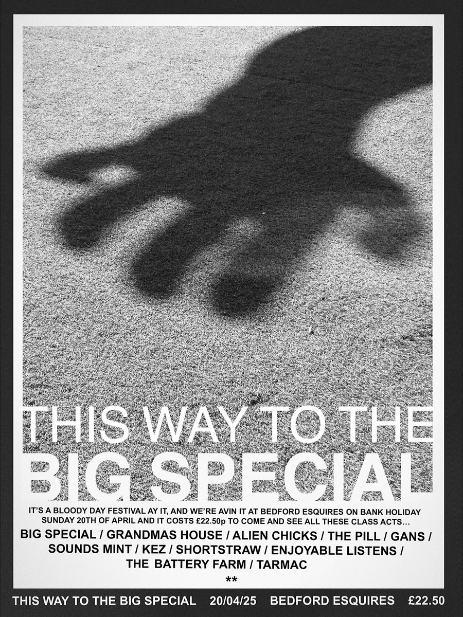 Bedford Esquires (@bedfordesquires) on Twitter photo Tickets running low for <a href="/BIGSPECIAL_/">BIG SPECIAL</a> and their 'Big Night Out' at <a href="/BedfordEsquires/">Bedford Esquires</a> - featuring a whole heap of brilliant new acts including The Pill, Enjoyable Listens, Sounds Mint, Alien Chicks and many more...
seetickets.com/event/big-spec… Tickets running low for <a href="/BIGSPECIAL_/">BIG SPECIAL</a> and their 'Big Night Out' at <a href="/BedfordEsquires/">Bedford Esquires</a> - featuring a whole heap of brilliant new acts including The Pill, Enjoyable Listens, Sounds Mint, Alien Chicks and many more...
seetickets.com/event/big-spec…