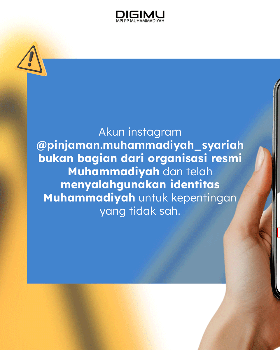 digimu_id's tweet photo. Hati-hati karena akun ini bukan bagian dari organisasi resmi Muhammadiyah. Mohon bantuannya untuk dilaporkan ke pihak instagram. https://t.co/pZgNcdnRJe