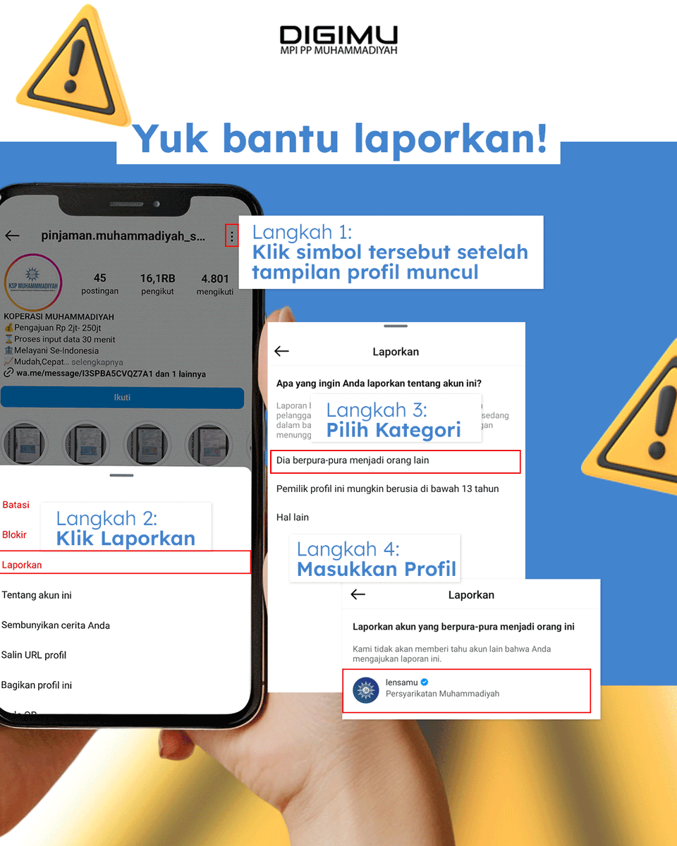 digimu_id's tweet photo. Hati-hati karena akun ini bukan bagian dari organisasi resmi Muhammadiyah. Mohon bantuannya untuk dilaporkan ke pihak instagram. https://t.co/pZgNcdnRJe