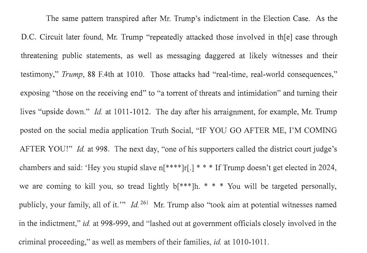 BrendanPlank's tweet photo. Jack Smith's accounting of Trump's threats against officials and witnesses during the investigation is staggering.

#TrumpReport https://t.co/Hp1wKY2mw1