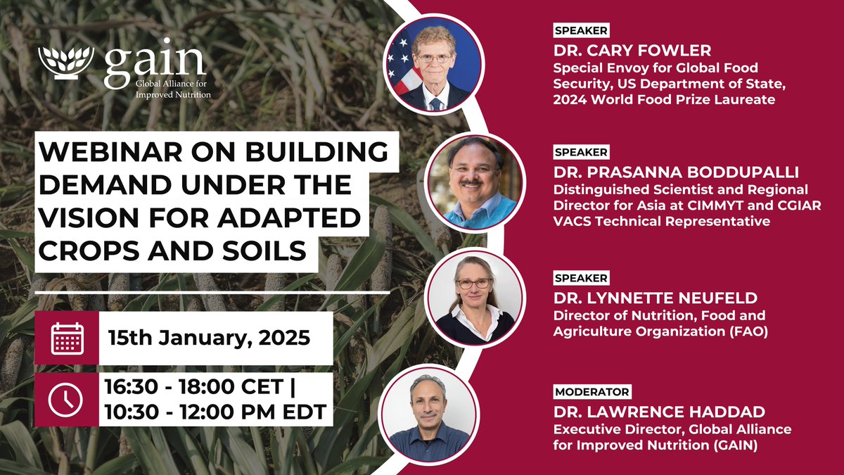 Food demand will rise 50% in Sub-Saharan Africa and 25% globally by 2050, yet climate change is cutting crop yields. How do we ensure food security?

Join us tomorrow to find out how to tackle these challenges. 

⏰ 16:30 CET | 10:30 PM EDT
Save your spot: bit.ly/40qSAv8