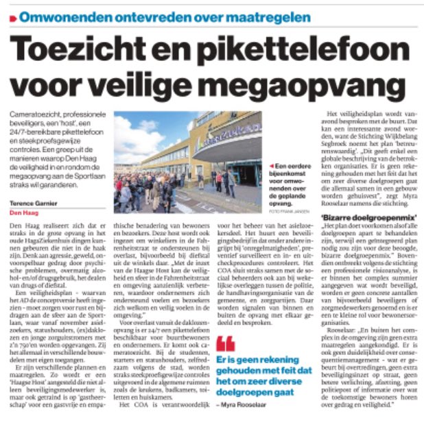 Allerlei veiligheidsmaatregelen tonen aan dat dit college zich bewust is van de grote gevaren die kleven aan de plannen voor grootschalige opvang met de mix van circa zevenhonderd #asielzoekers, statushouders en ex-daklozen in het oude HagaZiekenhuis. #nietdoen #draaibesluitterug