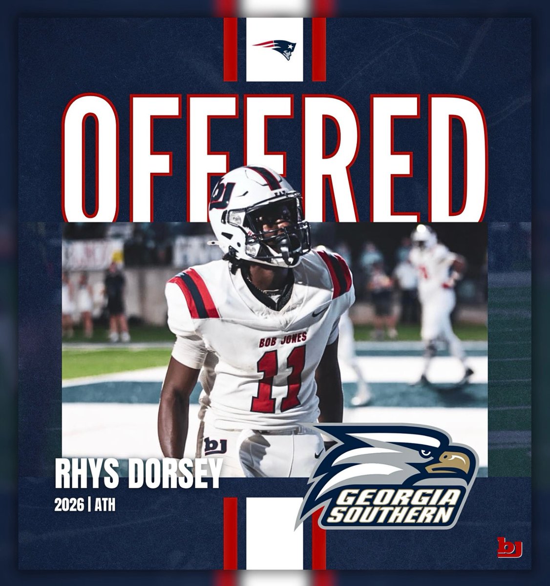 Congratulations to Rhys Dorsey on earning an offer from Georgia Southern! 

#EAT | #BJP | #recruitBJP
