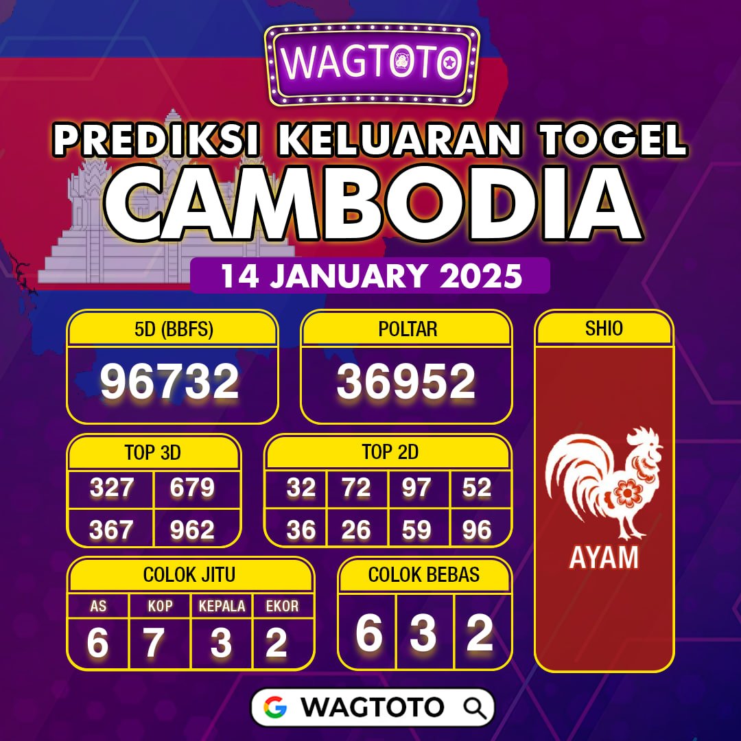 Pre-diksi keluaran CAMBODIA 
14 JANUARI 2025 
Semoga 4D mendarat di hari ini bosku!!