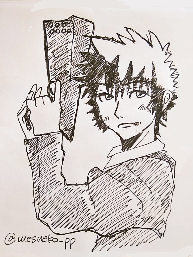 #pp_anime
#PSYCHOPASS
1期狡噛さんラクガキ
ドミネーターが描きたかったのと、ボロボロになってる狡噛さんが好きなので………笑