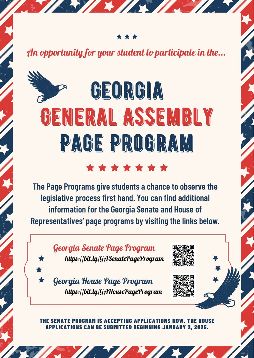 The Page Program offers students ages 12-18 a first-hand opportunity to visit the Capitol to observe and participate in the legislative process during the General Assembly’s 40-day legislative session. (This looks great on college applications 😉).