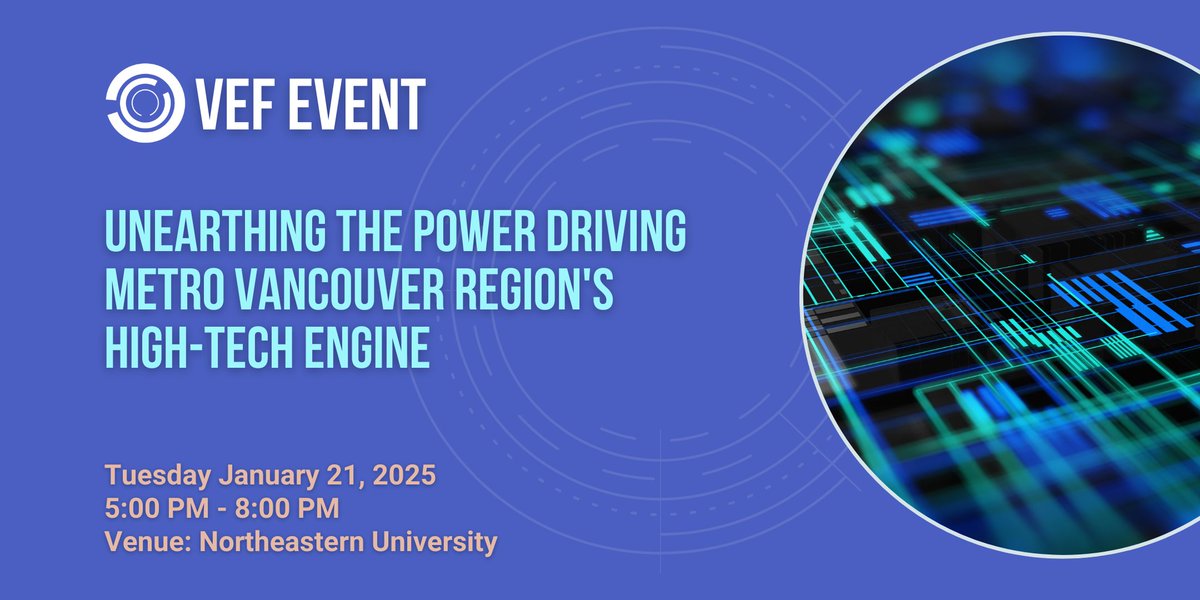 VEF (@vefdotorg) on Twitter photo Join us on Jan 21 at Northeastern University for Part 1 of our series: Unearthing the Power Driving Metro Vancouver’s High-Tech Engine.
🎟️ lu.ma/43hs9yxi
🌟 Apply for a Lightning Pitch by Jan 16: vef.org/pitch Join us on Jan 21 at Northeastern University for Part 1 of our series: Unearthing the Power Driving Metro Vancouver’s High-Tech Engine.
🎟️ lu.ma/43hs9yxi
🌟 Apply for a Lightning Pitch by Jan 16: vef.org/pitch