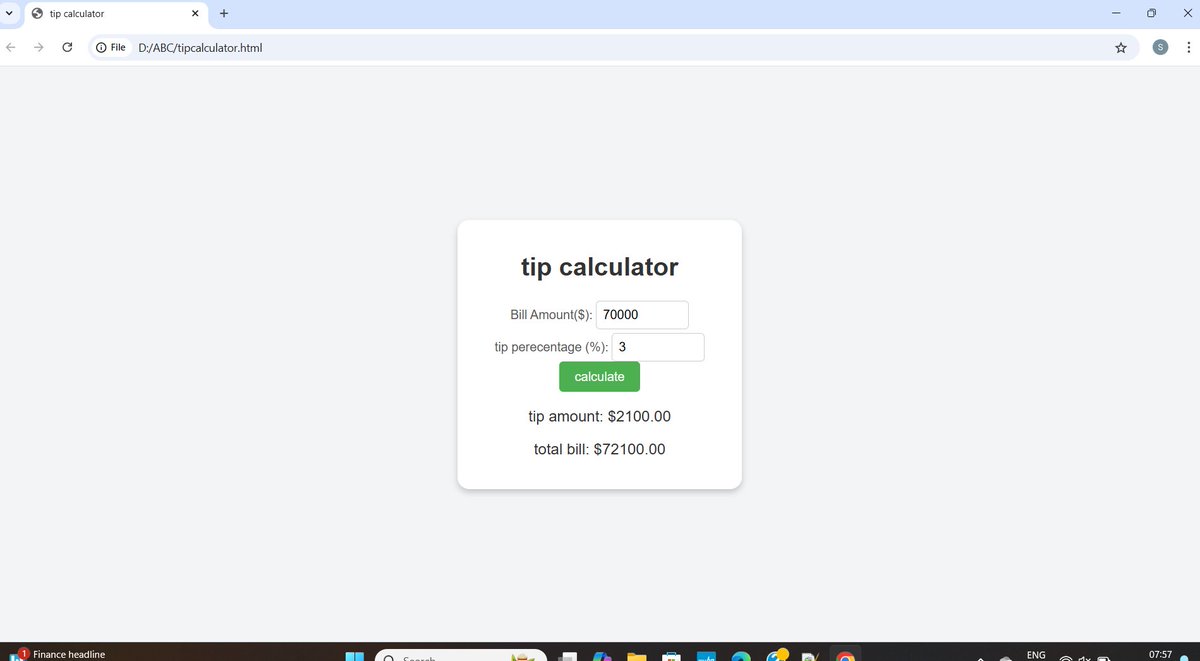shreyasutar47's tweet photo. 💻 Day 4/30 of #30DaysOfCoding
Built a handy Tip Calculator today! 💸💡
Now splitting the bill and calculating tips is a breeze. 🍽️ Super proud of how it turned out! 🙌
Learning JavaScript one project at a time. 🚀
#JavaScriptBeginner #30DaysOfCode #CodingJourney #TipCalculator https://t.co/wWGtWb676F