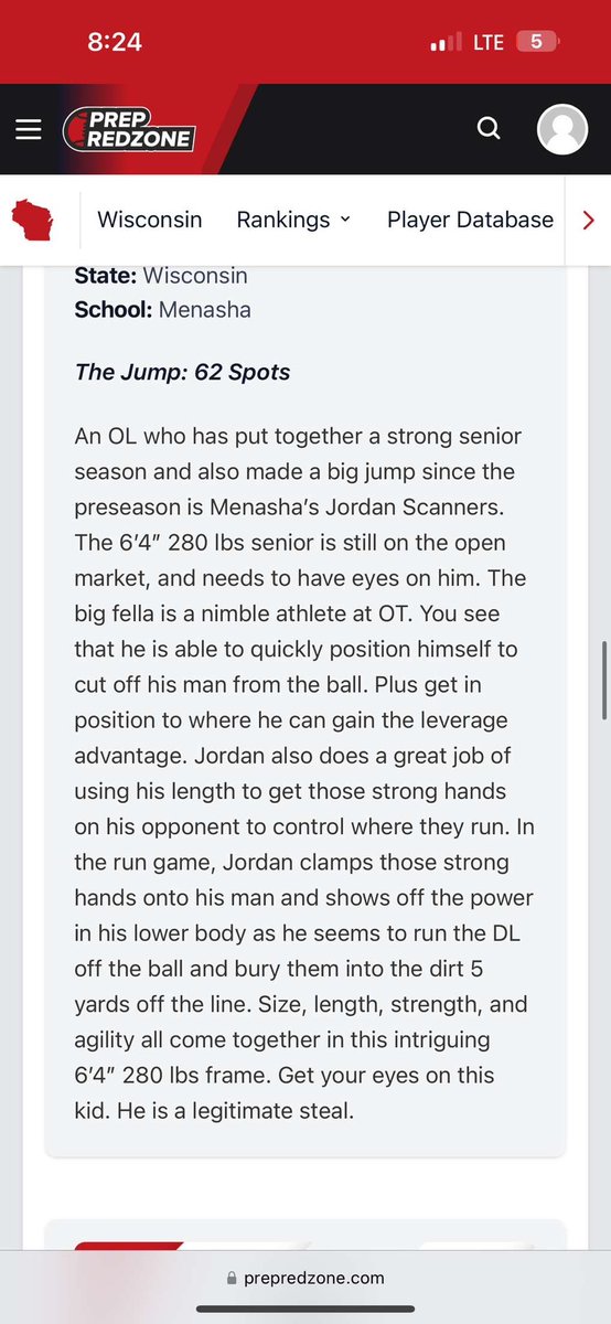 Thank you <a href="/MJ_NFLDraft/">Mark Johnson</a> for the write up and the ranking! 
<a href="/PrepRedzoneWI/">Prep Redzone Wisconsin</a>