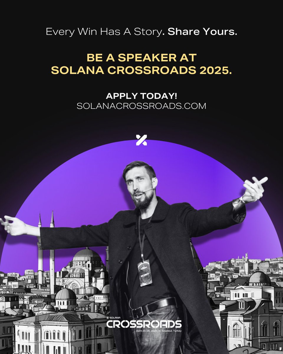 From bold ideas to big wins, every @Solana story counts. Share yours at  Solana Crossroads this April! Apply to be a speaker—https://t.co/uZX7IcvEXm  🎤
