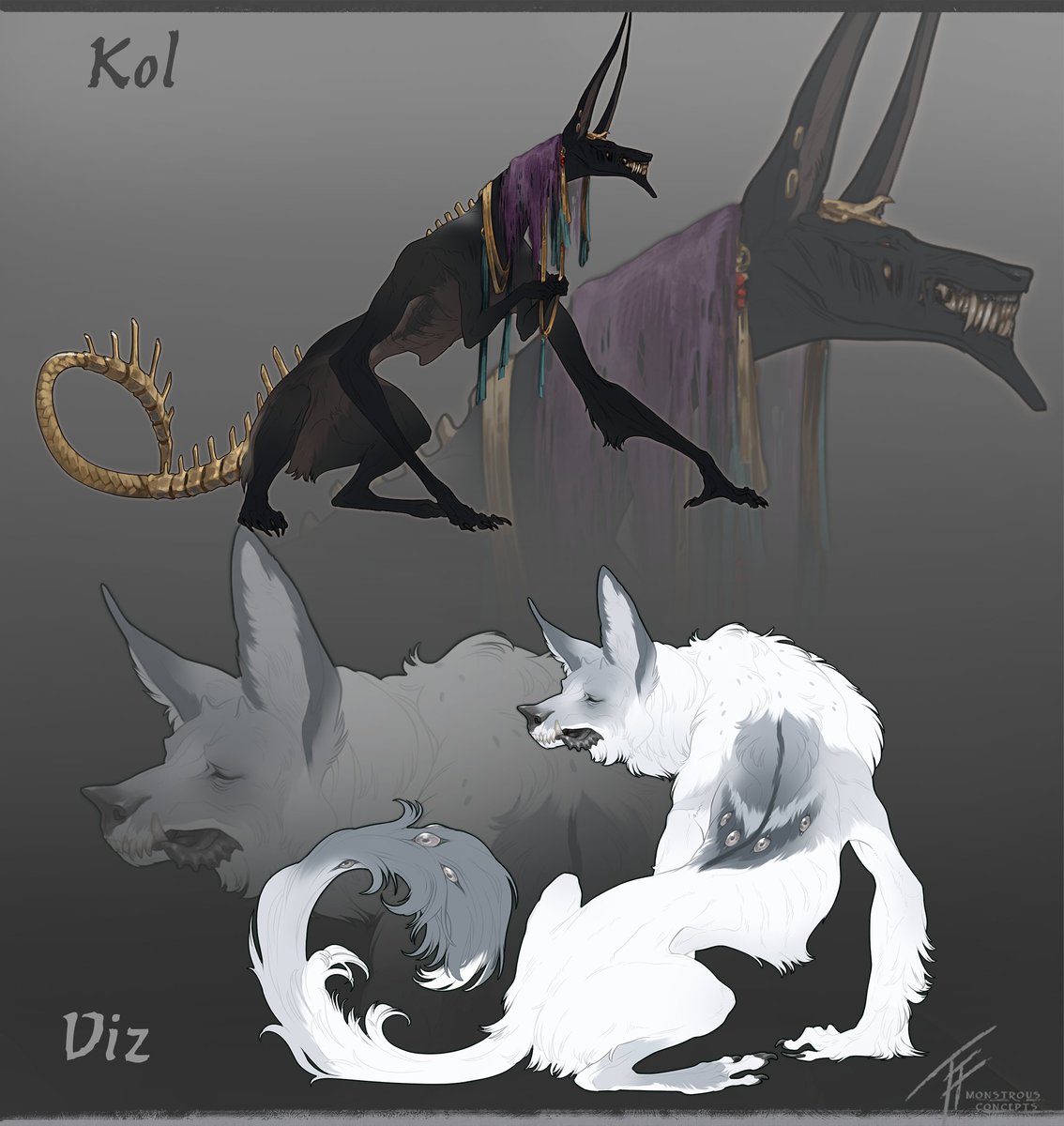 Weremonster forms for Demonicrose and Dunrosiel on DA, always a joy to make them some monsters!