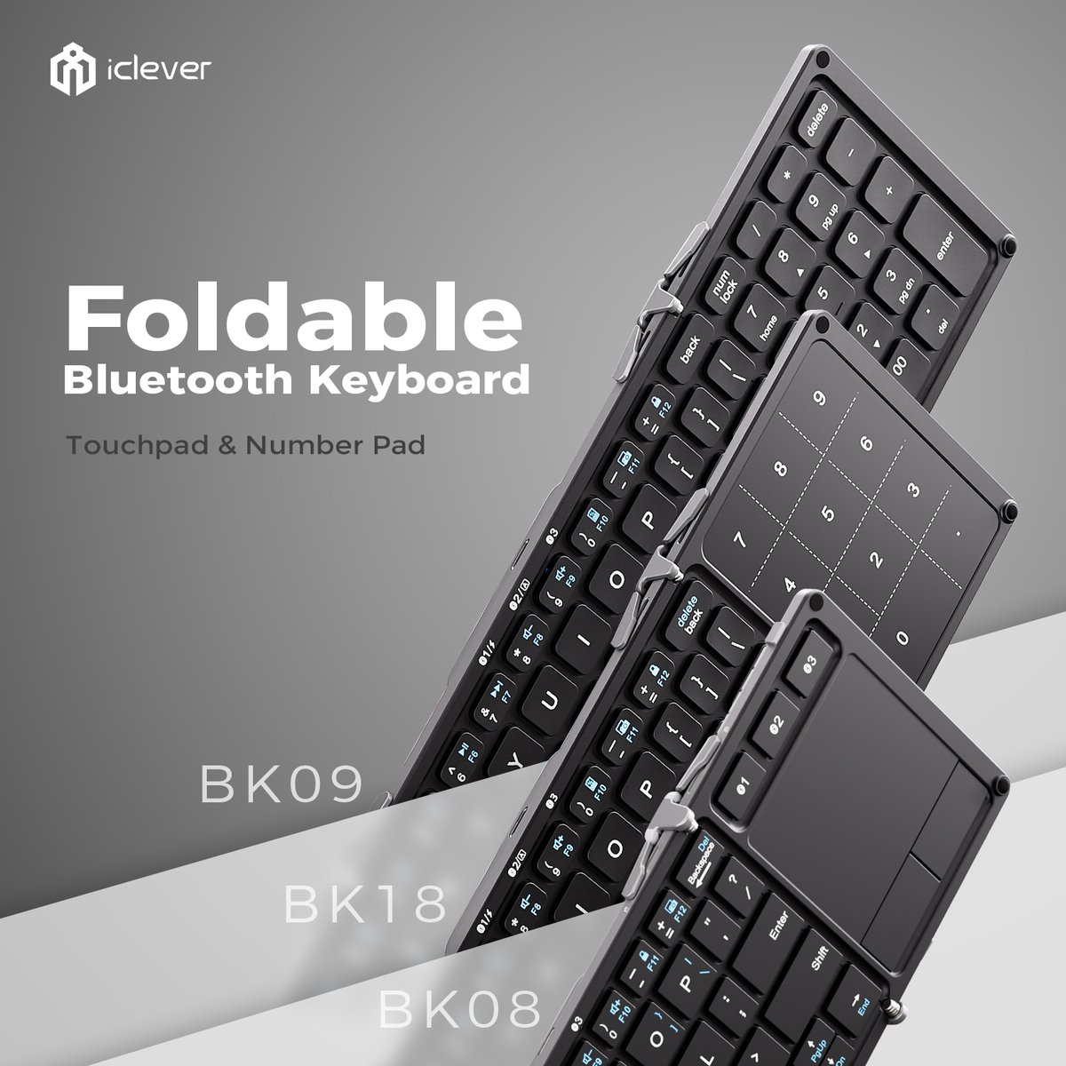 iCleverSupport's tweet photo. 🎊From ultra-compact portability to advanced designs with numeric keypads and touchpads, iClever foldable keyboards offer comfort, convenience, and functionality for every need.
#iCleverTech #BK08 #BK09 #BK18 #keyboard #TechEssentials #Bluetooth #desksetup #ergonomics #fyp #WirelessKeyboard