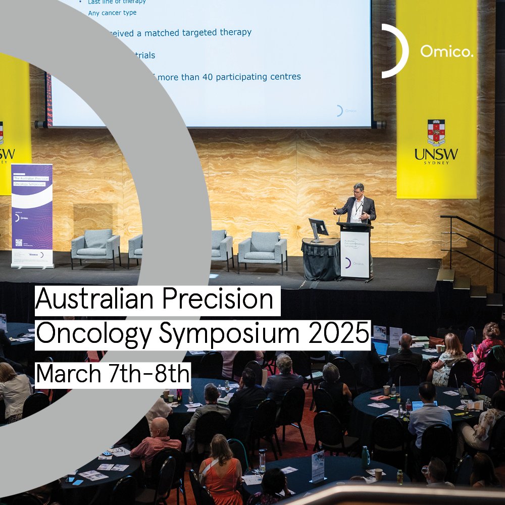 OmicoAustralia's tweet photo. We are pleased to announce our upcoming Australian Precision Oncology Symposium 2025 (APOS 25)! 
MEETING DETAILS
DAY 1: Friday 7 March 2025 | 1.00pm - 5.30pm. Symposium Dinner from 5.45pm
DAY 2: Saturday 8 March 2025 | 9.00am - 2.30pm
Click here to register for in-person attendance: https://t.co/HvTWIILgqb
Click here to register for virtual attendance: https://t.co/FQ23VYrQ99
#Omico #APOS25 #AustralianPrecisionOncologySymposium2025 #PrecisionOncology #CancerMeetsItsMatch #ComprehensiveGenomicProfiling