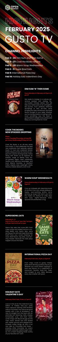open_browser's tweet image. Check out Gusto TV&apos;s February preview. 
lt&apos;s all about to be revealed!🔥🔥🔥
How to watch: Open the Open Browser, then go to live, find &quot;GustoTV&quot; to watch!🔥🔥🔥
Stay tuned to our X page and don&apos;t miss a moment!🔥🔥🔥
#Open Browser #GustoTV
