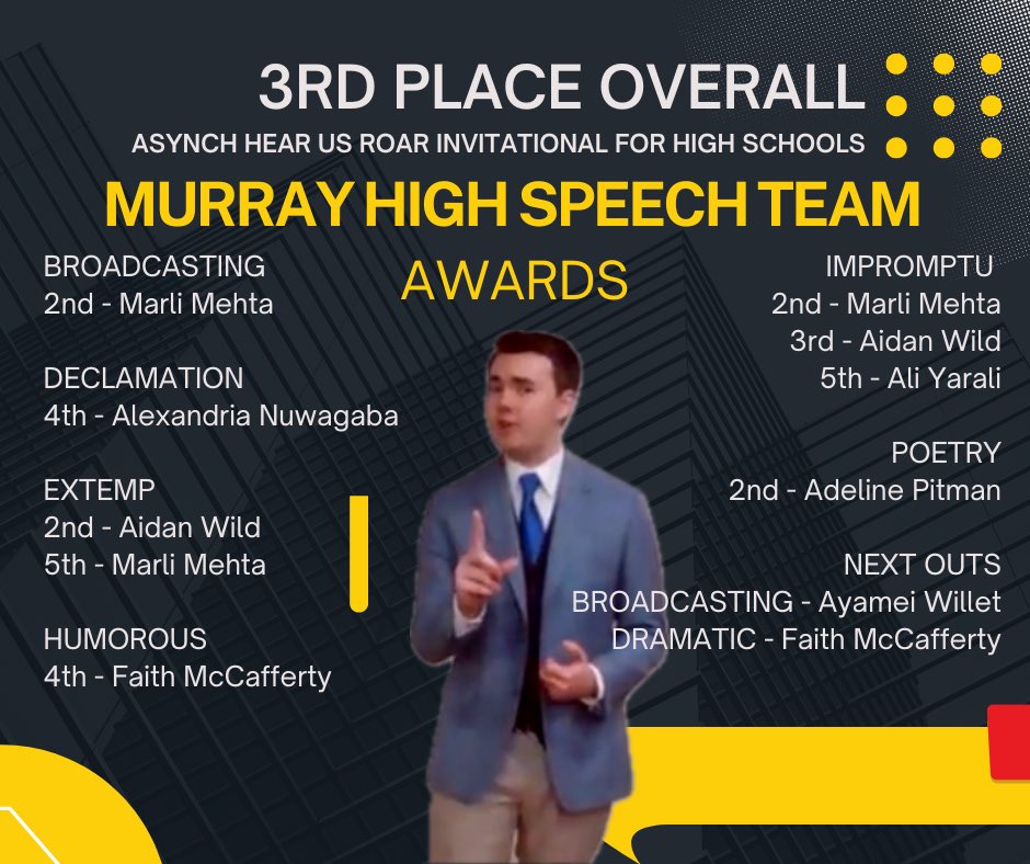 Way to go, Tigers!!! #emulate #speechanddebate #murrayschools