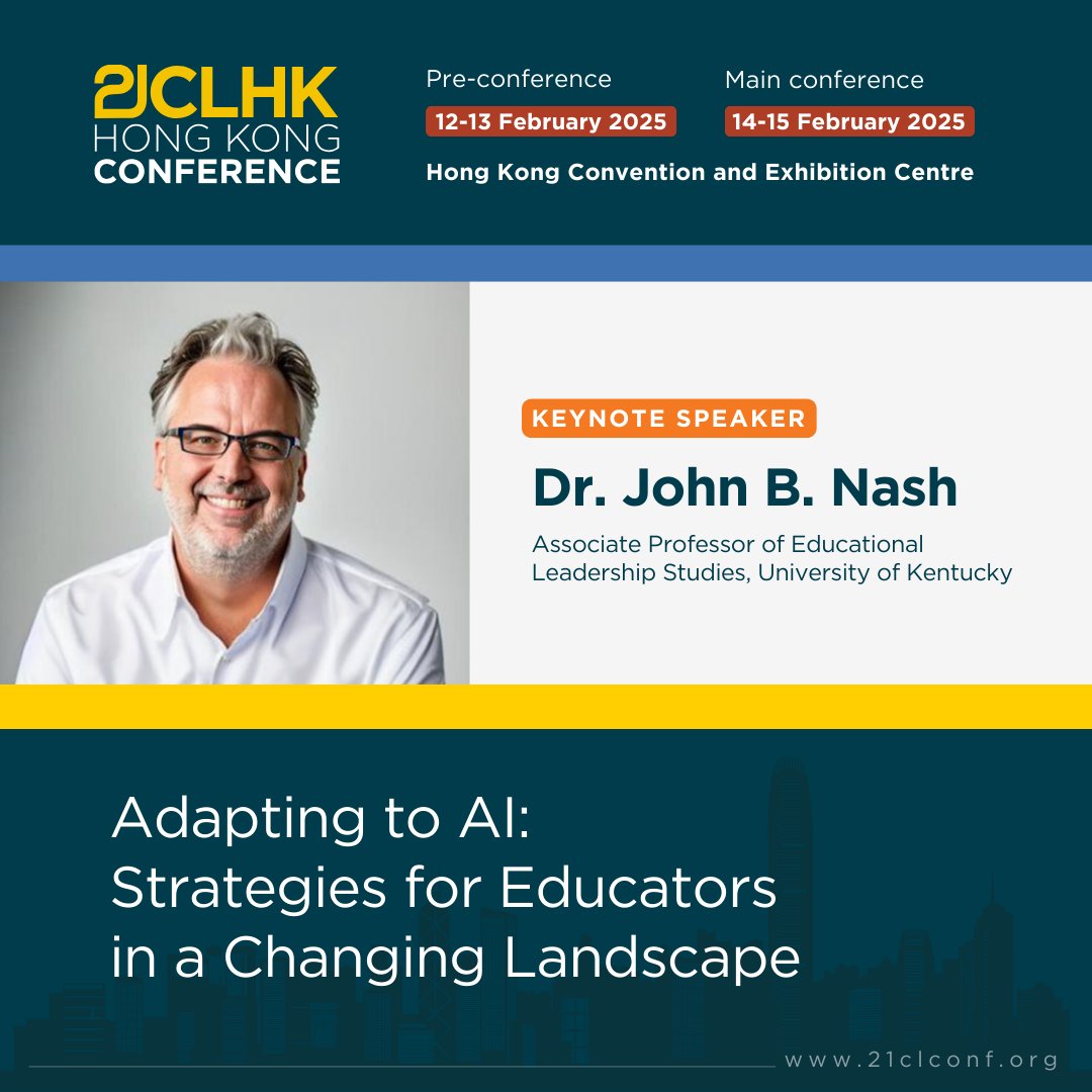 21st Century Learning (@21cli) on Twitter photo Hey, Educators! Join #21CLHK25 and gain insights from Dr. John Nash <a href="/jnash/">ππ ππ βππ€π is over at BlueSky</a> "Adapting to AI: Strategies for Educators in a Changing Landscape" zurl.co/Dzjv #HongKong #LearningSpaces #EducationTechnology #InnovationinSchools #DatainEducation #AI #21stCenturyLearning Hey, Educators! Join #21CLHK25 and gain insights from Dr. John Nash <a href="/jnash/">ππ ππ βππ€π is over at BlueSky</a> "Adapting to AI: Strategies for Educators in a Changing Landscape" zurl.co/Dzjv #HongKong #LearningSpaces #EducationTechnology #InnovationinSchools #DatainEducation #AI #21stCenturyLearning