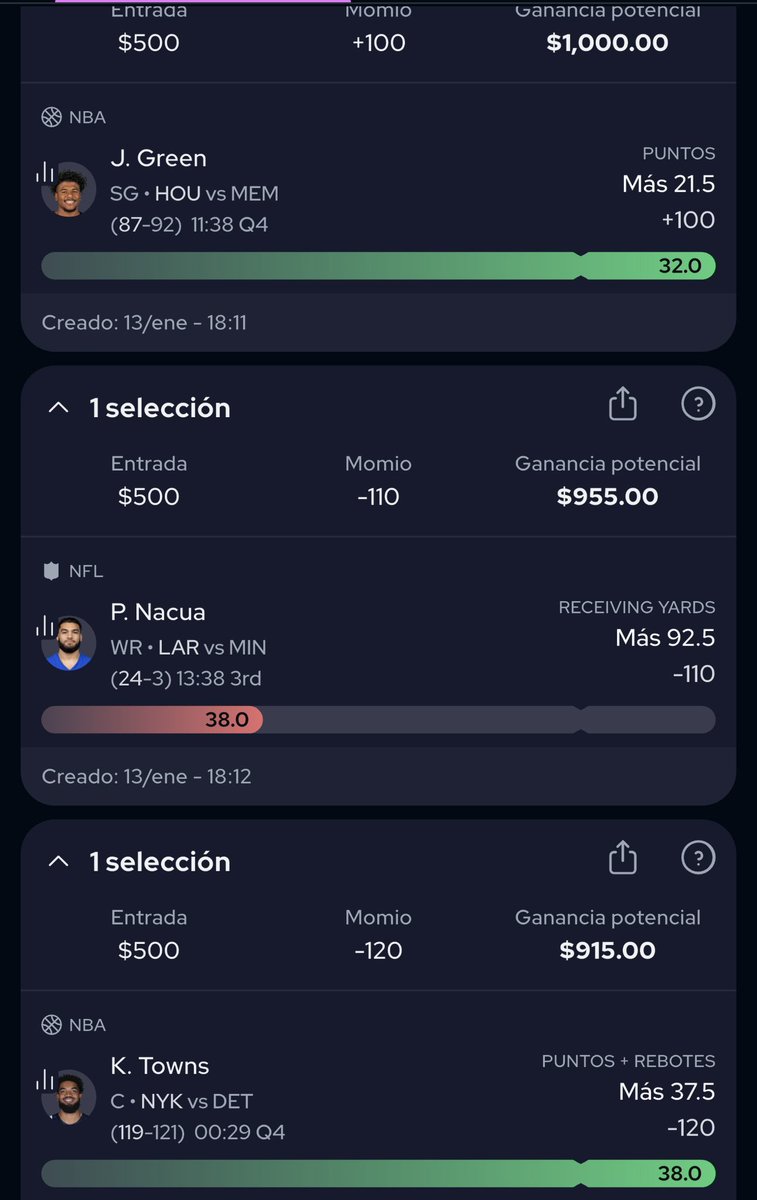 $300 a una persona de entre las que dé RT a este tweet si es que nos volvemos a ir perfectos en el premium, solo nos faltan 55 yardas por recepción de Nacua, suerte 🍀