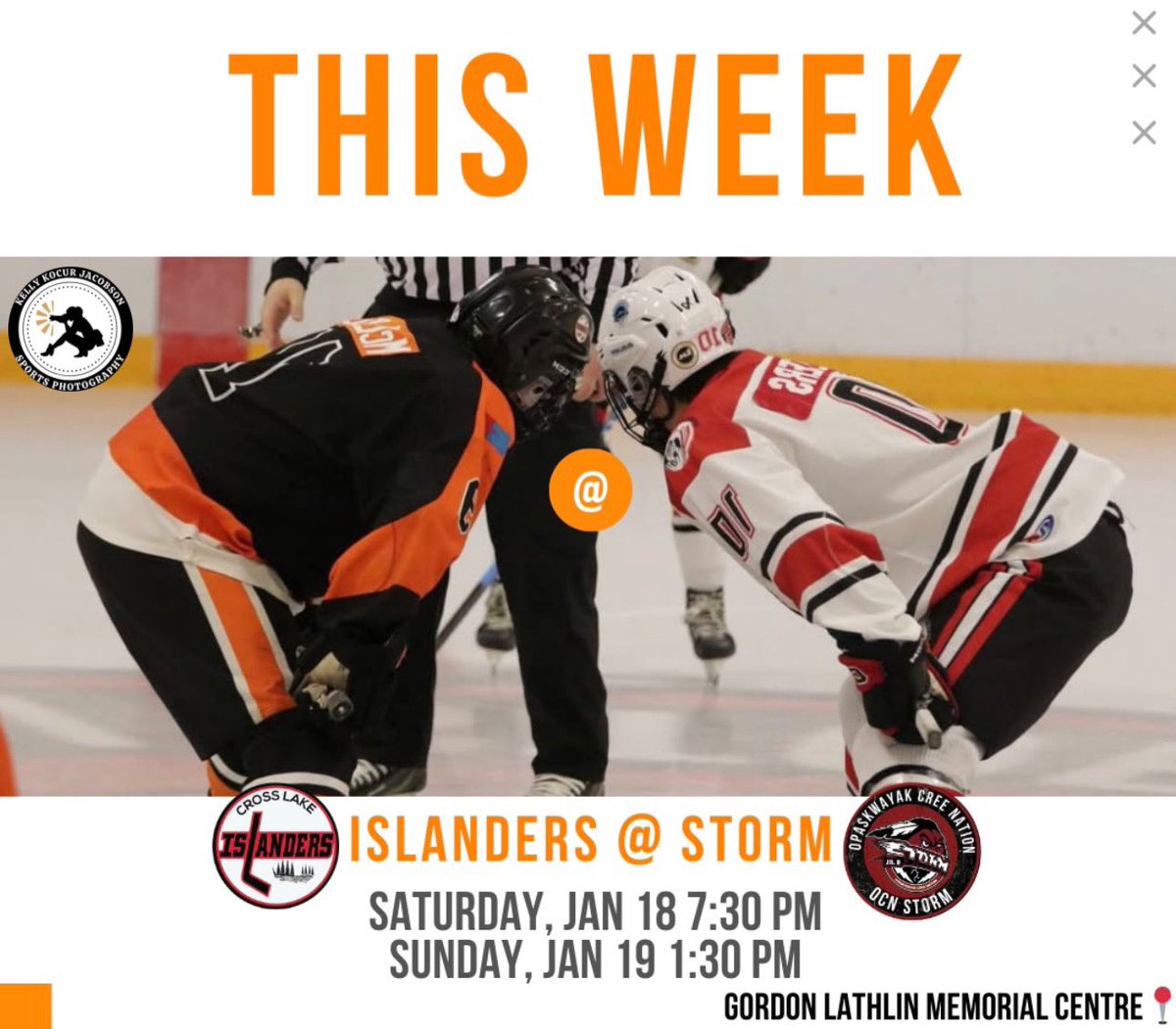 The Boys Are Back In Action This Week As We’ll Be Travelling To The Pas To Take On The Storm For A Double Header Action #IslandersHockey🟠⚫️🏒
