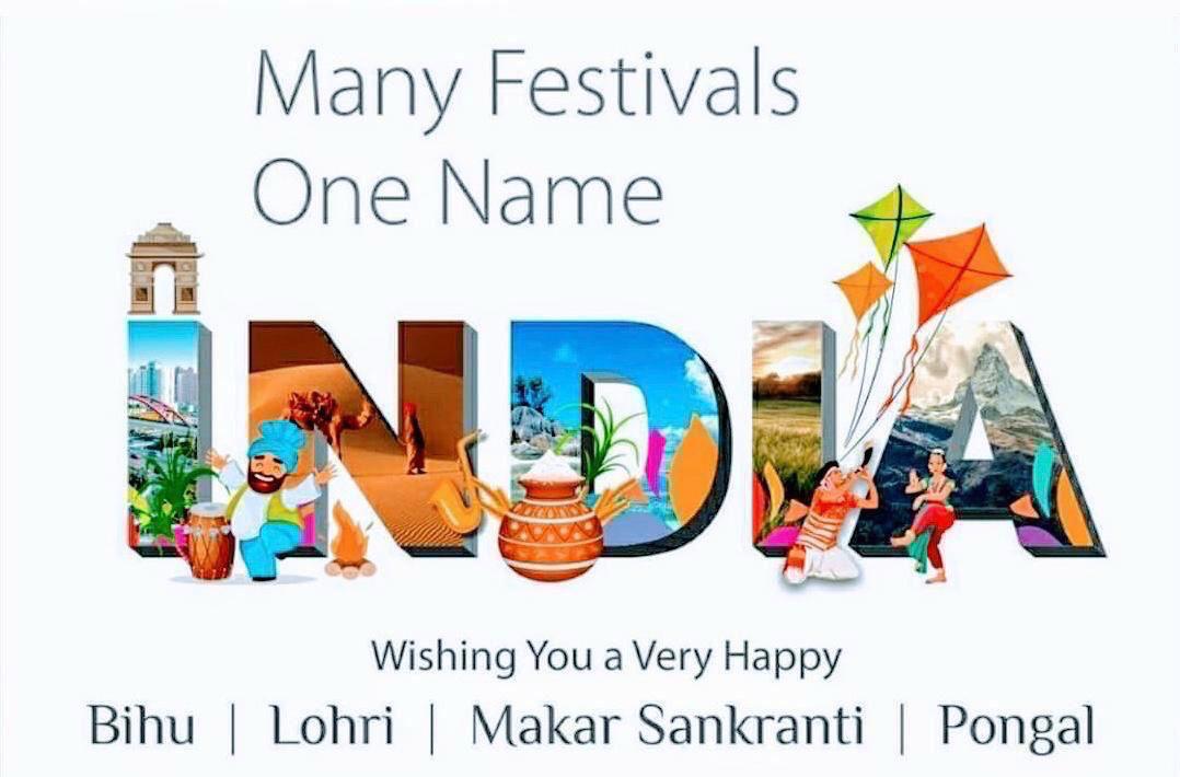 Wishing all of us to come together as we continue to celebrate all OUR happy moments. #LoveMyCountry #Lohri #Bihu #MakarSankranti #Pongal