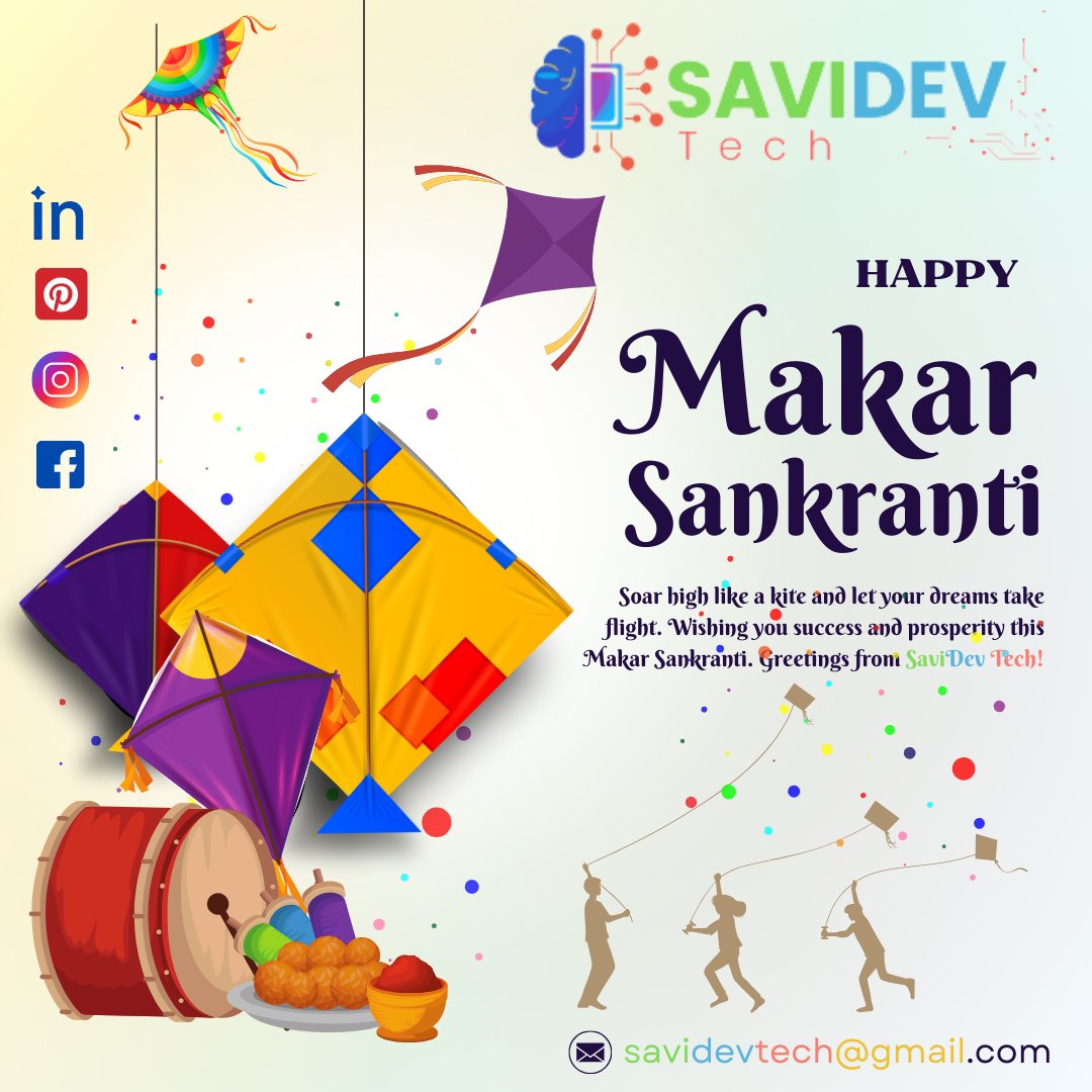 SaviDevTech's tweet photo. 🌞 Celebrate Makar Sankranti with SaviDev Tech | Soaring High with Innovations! 🎉

🌟 This Makar Sankranti, let’s celebrate the spirit of new beginnings, growth, and prosperity with SaviDev Tech! 🎉🌾🪁

LinkedIn: https://t.co/lO7wzDznMm https://t.co/NkSJjCLsfX
